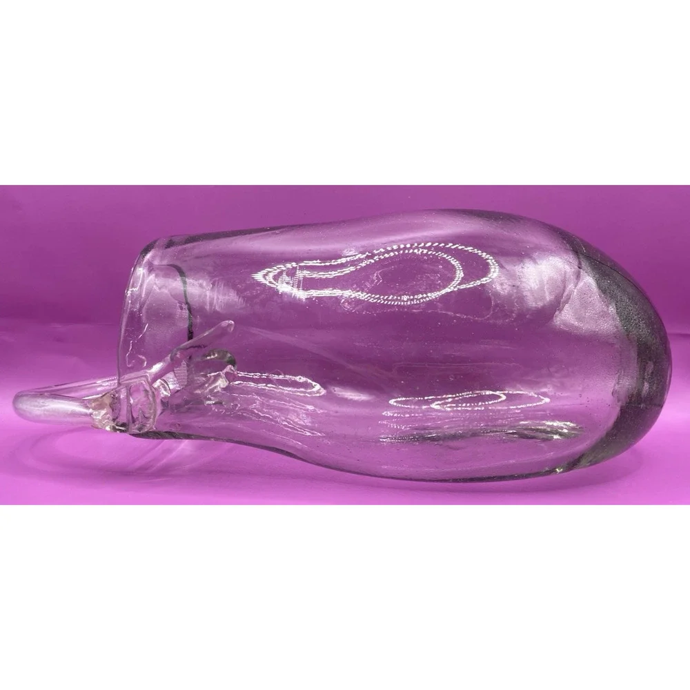 Folk Art Hand Blown Hanging Glass Clear Vase Only